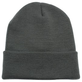 parte superior Level Beanie Gorra unisex con puño de calavera, diseño de calavera, color liso, Gris oscuro