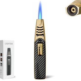 ZQMW Torch Lighter, Butane Lighter, Adjustable Big Jet Flame Butane Torch, Windproof Refillable Gas Long Torch Lighter with Safety Lock for Candle Grill Camping BBQ Kitchen Soldering, Gas Not Included