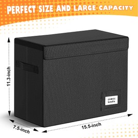 Leffis 6 Pack Comic Book Storage, Collapsible and Stackable Comic Short Box, Moistureproof Comic Box with Lid and Label Slot 15.5" X 7.5" X 11.3" Holds 150 Comics