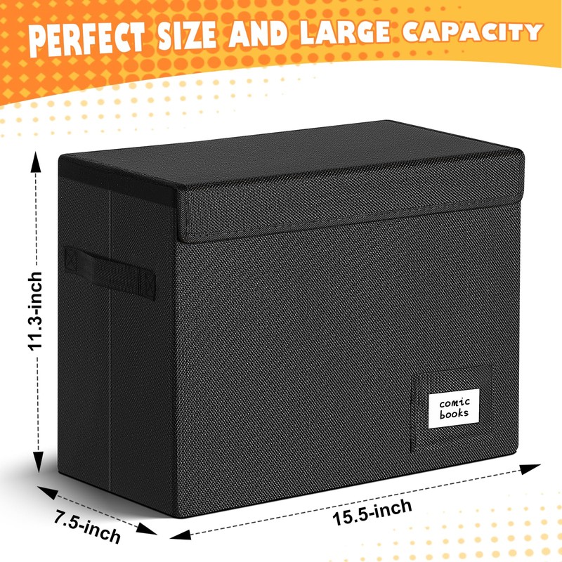 Leffis 6 Pack Comic Book Storage, Collapsible and Stackable Comic