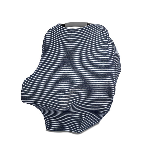 aden + anais Snuggle Knit 6-in-1 Stretchy Multi-Use Cover for Car Seat, Nursing, Cart, Baby Swing, High Chair, Infinity Scarf, Navy Stripe