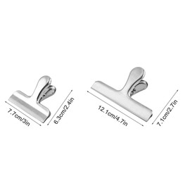 Gobesty Pack of 10 Stainless Steel Bag Clips for Bags, 2 Sizes, 121 mm & 77 mm Wide Sealing Clips for Bags, Metal Clips for Coffee Food Bread Bags, Kitchen Home Application