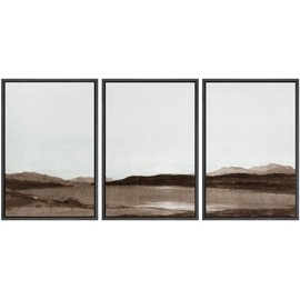 SIGNWIN Framed Canvas Print Wall Art Set Mountain Desert Southwest Environment Nature Wilderness Illustrations Modern Art Chic Landscape for Living Room, Bedroom, Office - 24"x36"x3 Black