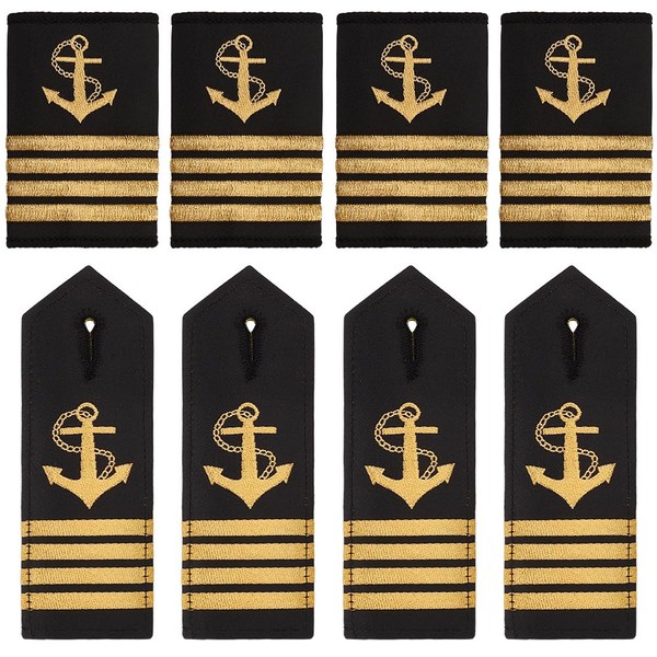 WEBEEDY 4 Pairs 2 Styles Epaulettes Curved Trim Flaps Gold