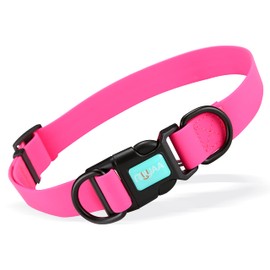 Waterproof Dog Collars,Rubber Dog Collars Anti-Odor,Durable,Adjustable Dog Collars for Small,Medium, Large Dogs,Easy Clean Collars with Double Buckle (Pink, Large [1" x 15.35"-24.8"])