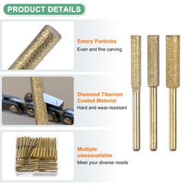 M METERXITY 72-Pack Diamond Chainsaw Sharpener, 5/32", 3/16", 7/32" High Hardness Grinding Stone Chainsaw Sharpening Kit for Electric Chainsaw Sharpener/Stone Carvings [3mm Gold]