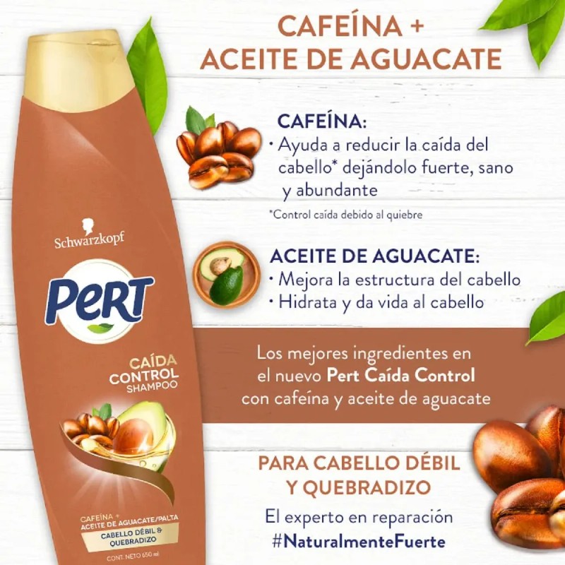 Shampoo Pert Control Cada Cafena y Aceite de Aguacate 650ml