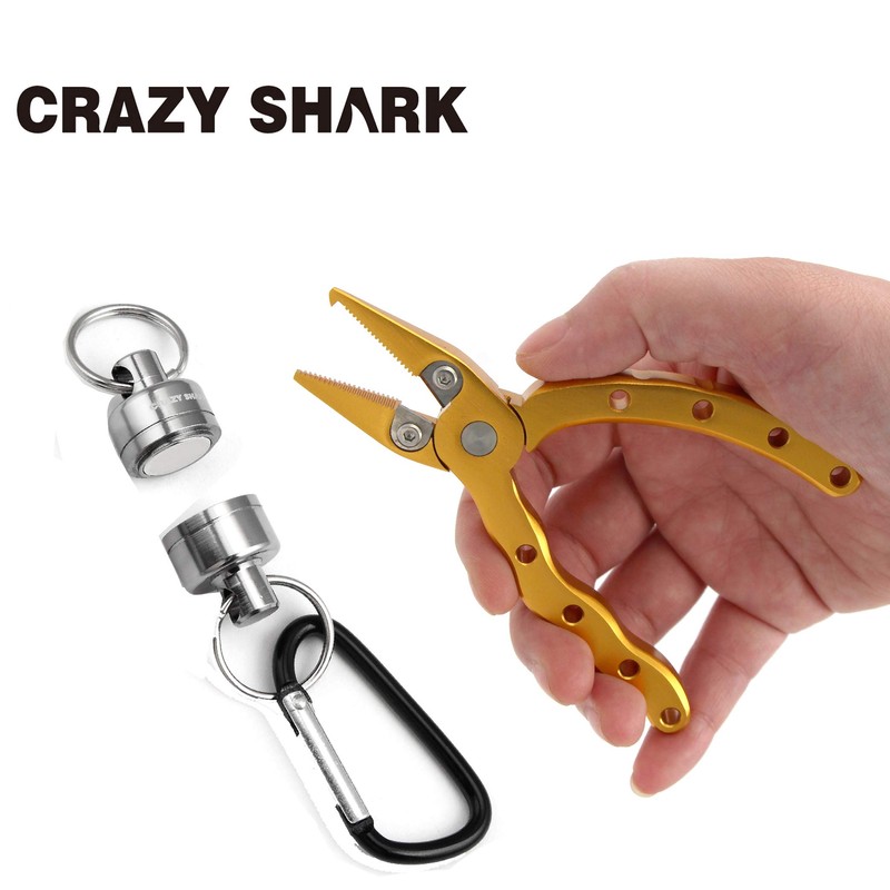 CRAZY SHARK Mini Fly Fishing Pliers Aluminum Magnetic net Release