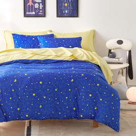Wake In Cloud - Constellation Duvet Cover Set, Space Witchy Star Celestial Galaxy Astrology for Teen Kids Boys Girls, Soft Lightweight Bedding, 3-Piece, Blue Yellow, Twin/Twin XL Size