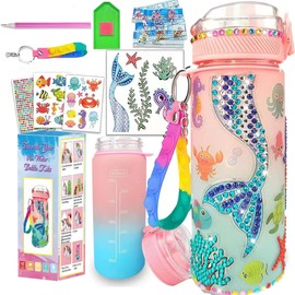Kit de Manualidades para Niña, Diamond Painting para Niños de Botella Agua Decora Tu Propio Kit de Botellas de Agua con Botella Agua DIY y Pegatinas de Diamantes para Regalo Niña 4-9Años (1Art Decó)