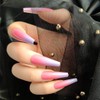 Brishow Coffin False Nails Long False Nails Gradient Ballerina Acrylic