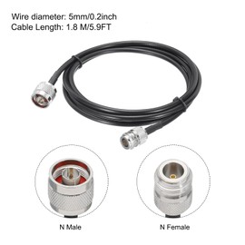 sourcing map Coaxial Cables 240 Type N Male to N Female Low Loss Coaxial Cable 5.9FT Black 1Pcs