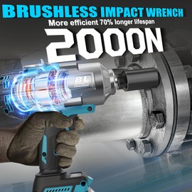 Cordless Impact Wrench 1/2" for Makita 18V Battery, Impact Wrench 1500FT-LBS(2000N.m) High Torque Brushless Electric Impact, with 4 Modes Power Impact Driver for Car, Truck, Mower (No Battery)