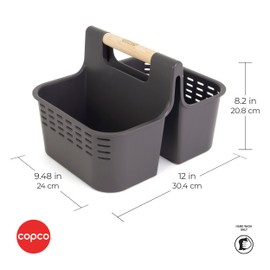 Copco Bath and Cleaning Caddy with Wood Handle, Gray