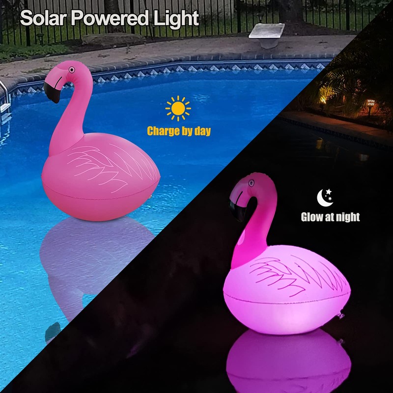 Cootway Floating Pool Lights Pack of 2, Solar Flamingo Pool