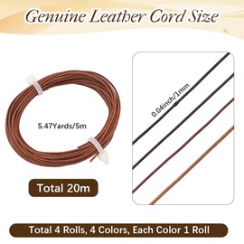 CALFOVERA 4 Colors 1MM Cowhide Leather String Lace Cord for Jewelry Making 21.87 Yards Round Thin Genuine Real Leather Cording Rope Braiding Strip Thread for Crafting Necklace Bracelets Wraps Beading
