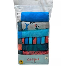 Cat & Jack Boxer Briefs Boys L (12-14) Shark Assorted Multi 7 Pairs 100% Cotton
