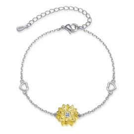 Pulseras De Girasol Plata 925 Joyeria Regalo Para Mujeres Plateado