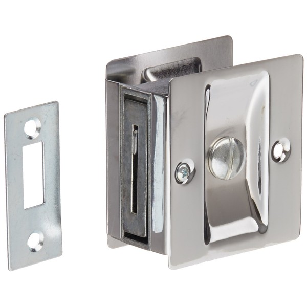 Locking Pocket Door Pull Handle,Brass