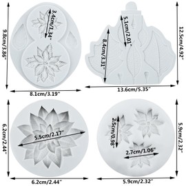 Lingzhi Poinsettia Silicone Molds Flower Fondant Mold Set of 4