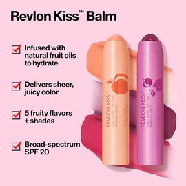 Revlon Kiss - Bálsamo Labial Hidratante y Suave, Berry, 2.6 ml (9 oz), SPF 20, 1 Unid, Frutas