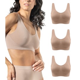 Women's Bra Without Underwire Wide Shoulders Pack of 3 - Women's Bralette Made of Microfibre, Bra Without Underwire Softer than Bustier Women's Cotton, Comfort Top Bra, Seamless Workmanship - Made in