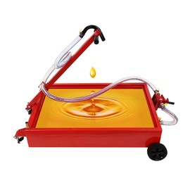 YIYIONCE Oil Drain Pan 20 Gallon Oil Drip Pan Low Profile Oil Drain Pan Large Oil Drain Tank with 7.2FT Hose, Manual Pump, Foldable T-Handle, 4 Wheels Oil Drain Container for Trucks, Cars | US Stock