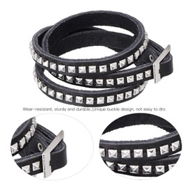 Punk Wristband, 2Pcs Adjustable Rivet Leather Bracelets Cuff Punk Rock Wide Bracelets Hip Hop Wristband for Men Women Christmas GiftBracelets