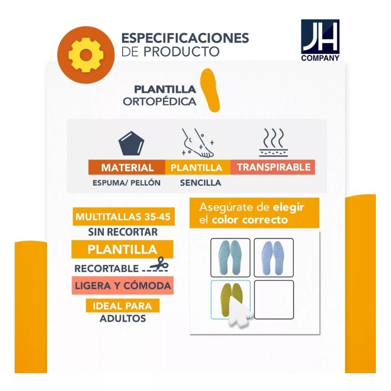 J.H. Company Plantillas Acolchonado Anti Fatiga Ajustable Zapatos 9911