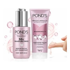 Rutina Ponds Antimanchas Bright Serum Limpiador Niasorcinol