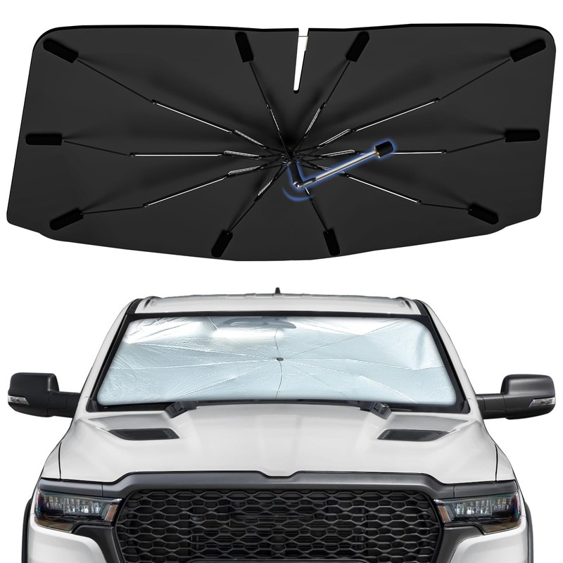 Windshield Sun Shade Umbrella for Dodge RAM 1500 2013-2026, Foldable