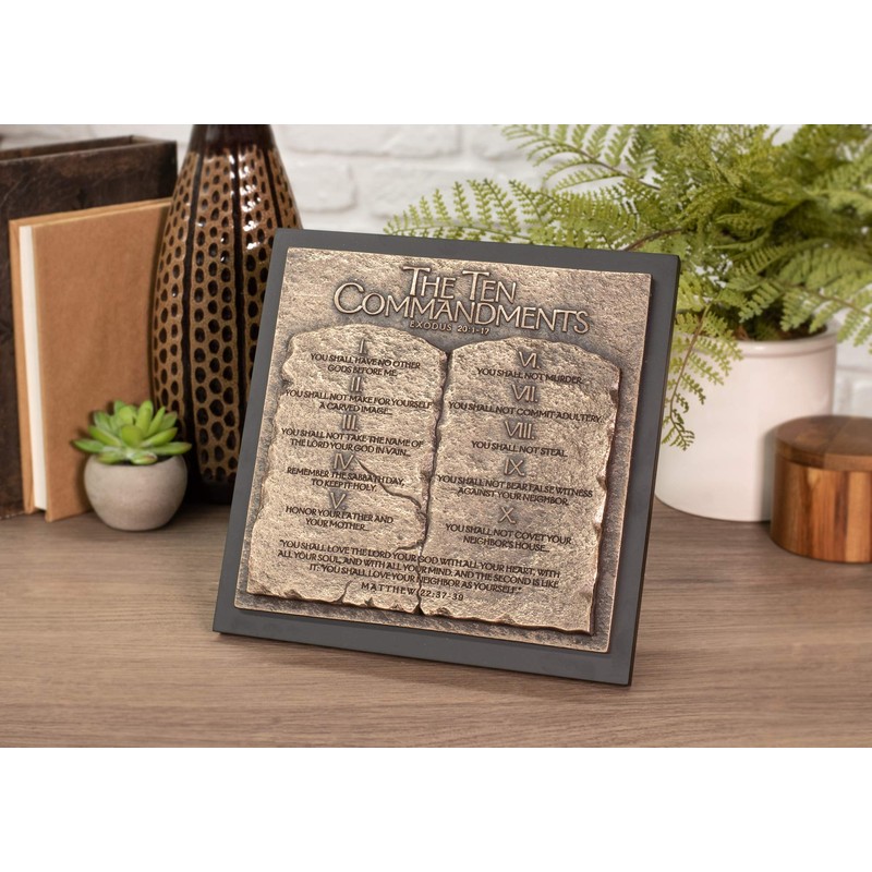 Lighthouse Christian Products The Ten Commandments Hammered Bronze Tone 8.75
