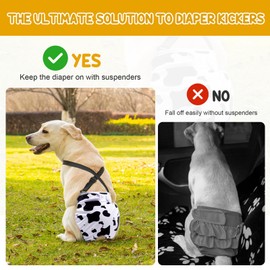 3 Pack Avont Washable Female Dog Diaper with Suspender, Reusable Girl Doggie Diapers for Small Medium Large Doggy in Heat Cycle Period Incontinence