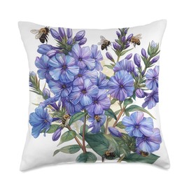 Creeping Phlox Flower Blooming With Bees Around Graphic Throw Pillow
