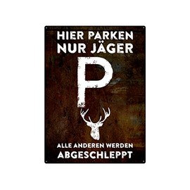 Schilderkönig Parking Sign 28 x 20 cm Here Park Only Hunter Metal Sign Weatherproof Retro Gift