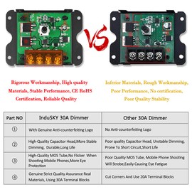 InduSKY Upgraded LED Dimmer PWM DC 12V-24V 30A Lighting Dimming Controller Single Channel + 5M 22AWG Extension Cable for Led Strips 3528 5050 Single Color + DC 12V Plugs Female Connector