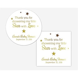 Star Birthday Stickers, Gold Foil on White Stickers for Graduation or Birthday Celebration (#182-1-F)