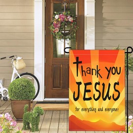 Thank You Jesus Garden Flag 12x18 Inch For Everything And Everyone Garden Flag 3ply Fabric Double Sided Christ Jesus Easter Garden Flags for Outdoor House Yard Outside Garden Decor