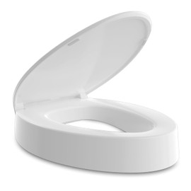 ELONGATED toilet seat risers for seniors, Slow Close, Elevated toilet seat, Heavy Duty, Never Loosen, Raised toilet seat elongated bowl, White(18.5”)