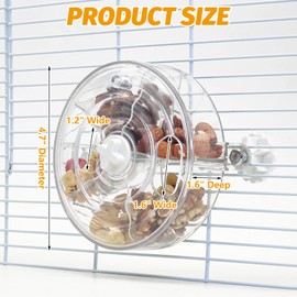 VCEPJH Rat Foraging Toy Interactive Slow Feeder with Transparent Rotating Treat Dispenser Wheel for Enrichment Activities Pet Rat Cage Accessories Ideal for Syrian Hamster Gerbil Mice (White)