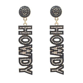 Glitter HOWDY Letter Western Cowgirl Cowboy Rhinestone Crystal Beaded Drop Dangle Earrings Country Concert Nashville Rodeo Disco Outfits Party Jewelry for Women Teens-black