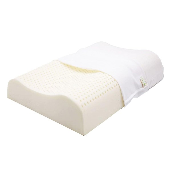 Organic Textiles Organic Latex Contour Pillow for Neck Pain |Standard, High-Loft, Soft| Organic Cotton Cover, GOTS & GOLS Certified - Cervical Pillow - Ergonomic Contour Design for Spine Support