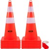 28 In Orange Traffic Cones With Reflective Collars Weighted Base