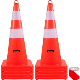 28 In Orange Traffic Cones With Reflective Collars Weighted Base For Roadway Safety And Construction ZonesQuantity: 10 pcs, Size: Size 28 inch