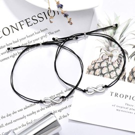 MANVEN Pinky Promise Bracelet Mother Daughter Friendship Couple Long Distance Infinity Matching Bracelet for Sister Best Friend friend friend