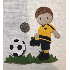 HANDMADE Die Cut 1 Soccer Boy  / Card Embellishment