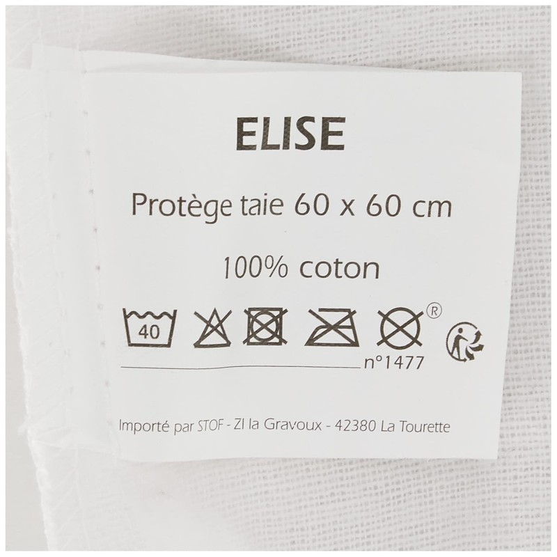 LOVELY CASA Protect Pillow, Cotton, White, 60 x 60 cm