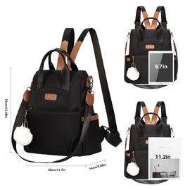 Eshow Women's Small Mini Backpack Elegant Lightweight Modern Backpack Handbag for Everyday Travel School Leisure Shopping, Black 129, Casual