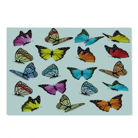 Ambesonne Animal Cutting Board, Colorful Butterflies Flying Composition Summertime Seasonal Animals Print, Decorative Tempered Glass Cutting and Serving Board, Large Size, Multicolor