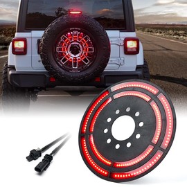Xprite 14" Spare Tire Brake Light Compatible with 2018+ Jeep Wrangler JL/JLU, Plug & Play, 3rd LED Rear Wheel Lights Third Tail Lamp